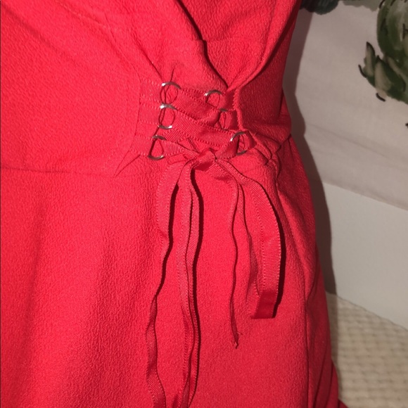 Beautiful Red Dress with Tie Accents - Picture 3 of 5